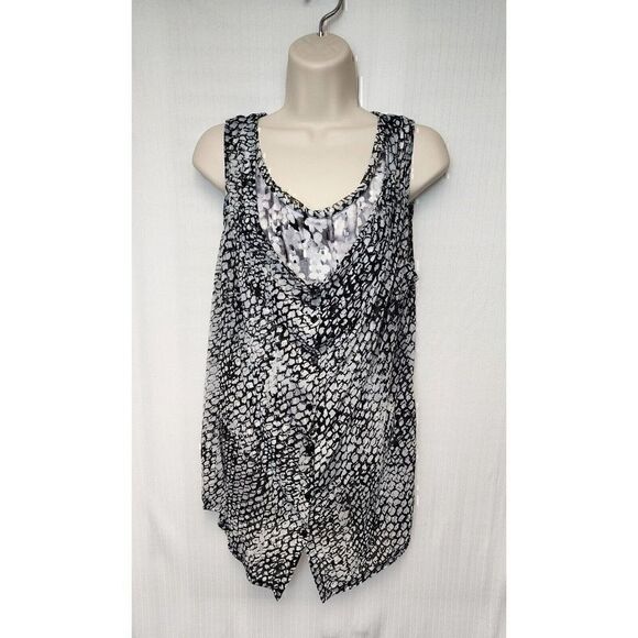 Simply Vera by Vera Wang Women's Button-down Double Layered Shirt Size M Black - Picture 7 of 12